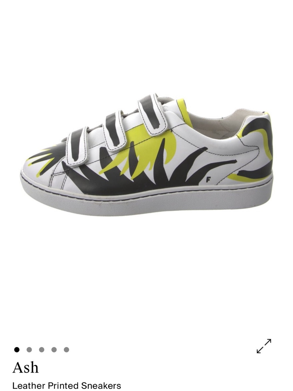 Ash White Leather Velcro Sneakers with Yellow & Black Print